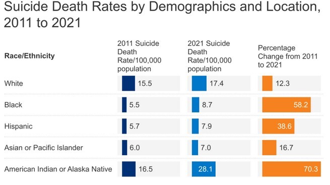 افزایش آمار خودکشی در میان اقلیت‌های نژادی در آمریکا