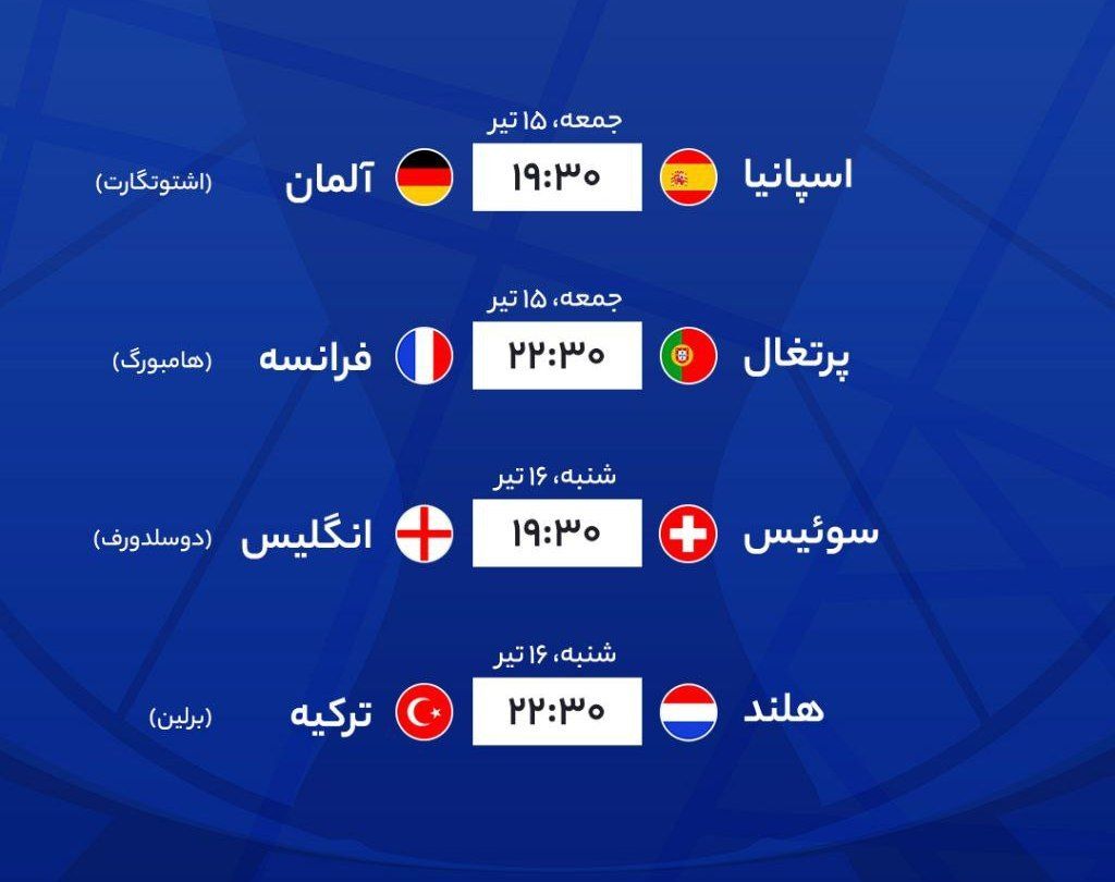 ترکیب تیم های شرکت کننده در مرحله یک چهارم نهایی / نبرد بزرگ آلمان، اسپانیا، پرتغال و فرانسه مشخص شد.