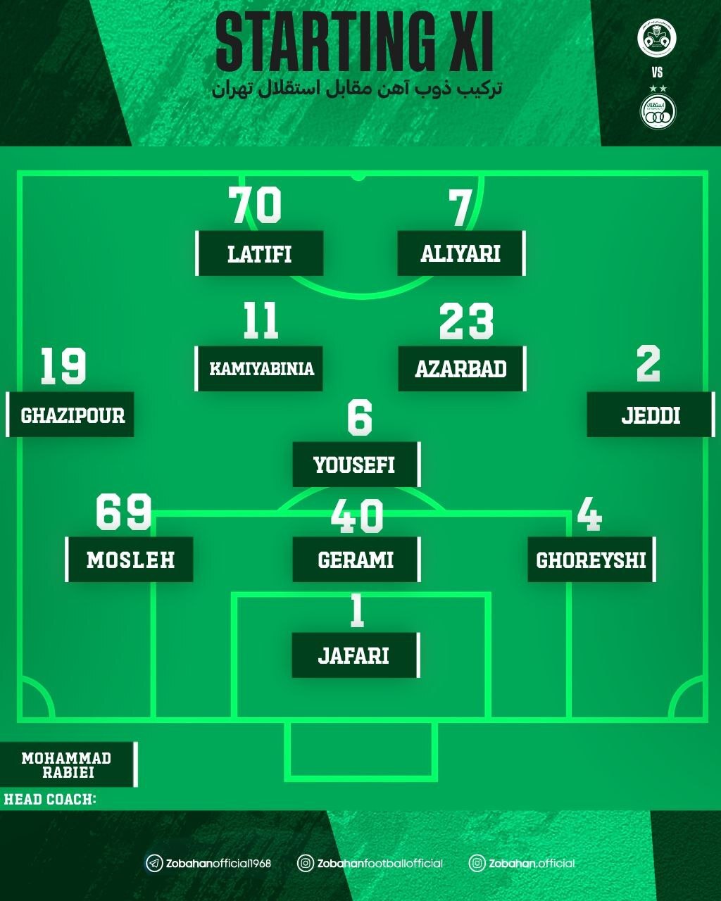 ترکیب استقلال مقابل ذوبآهن اعلام شد ترکیب استقلال مقابل ذوبآهن اعلام شد
