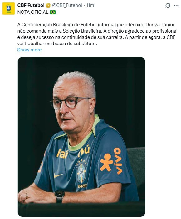 سرمربی تیم ملی فوتبال برزیل رسماً برکنار شد سرمربی تیم ملی فوتبال برزیل رسماً برکنار شد
