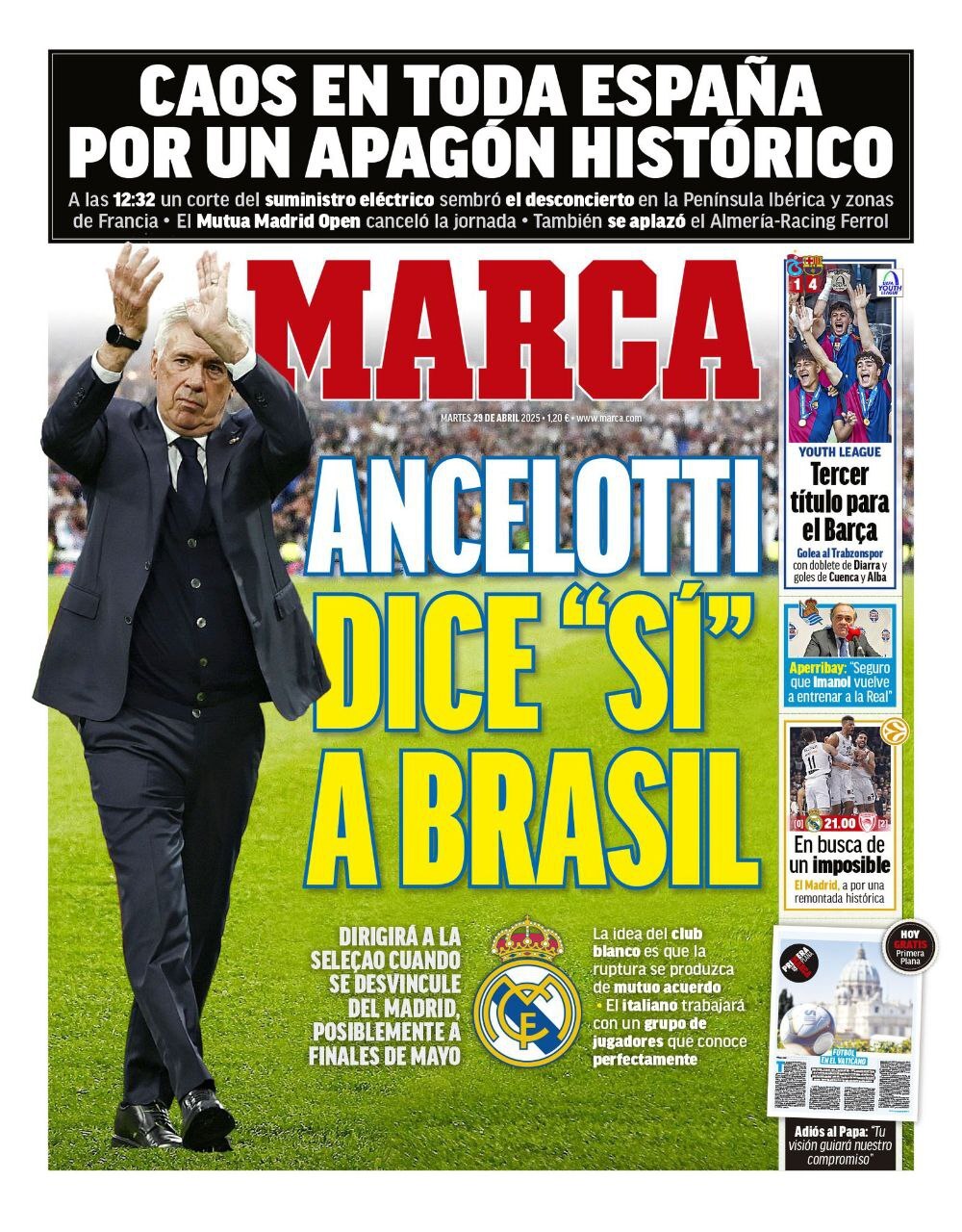 تبعات شکست در الکلاسیکو/ روزنامه مارکا: کارلو آنچلوتی به برزیل «بله» گفت تبعات شکست در الکلاسیکو/ روزنامه مارکا: کارلو آنچلوتی به برزیل «بله» گفت